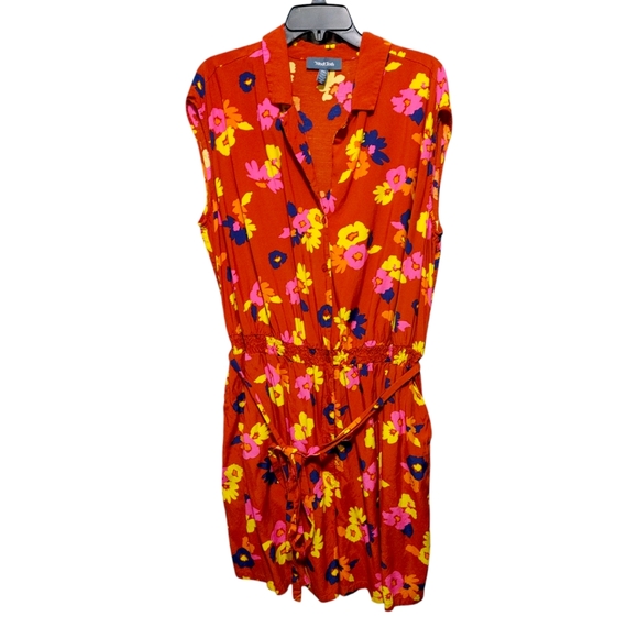 Modcloth Read It and Steep Romper Rusty Orange Floral Women's Plus Size 3X - Picture 5 of 10